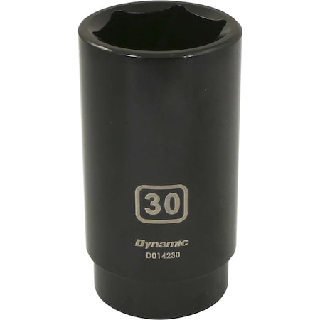 Dynamic 1/2" Drive Deep Socket, Black Phosphate, Tools 1/2" Drive 6 Point Metric, 30mm Deep Length D014230